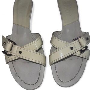 Dior Women's Cream Cross-Strap Mules EU40